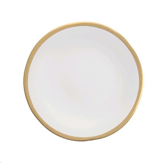 Rental store for gold rim pearl stoneware b and b plate in Portland Oregon
