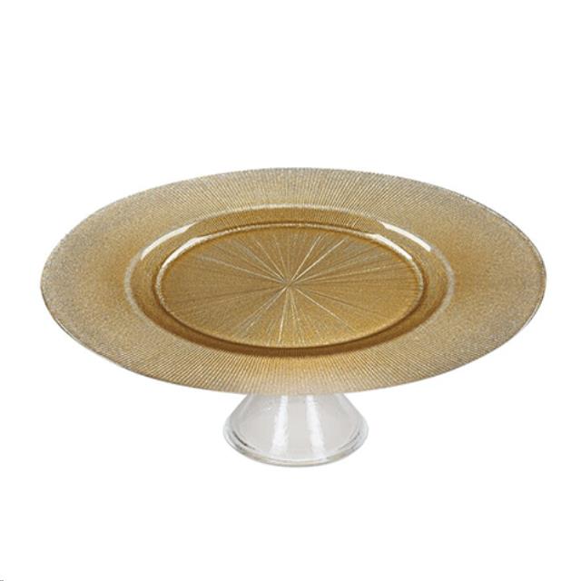 Rental store for gold glass cake stand 13 inch in Portland Oregon