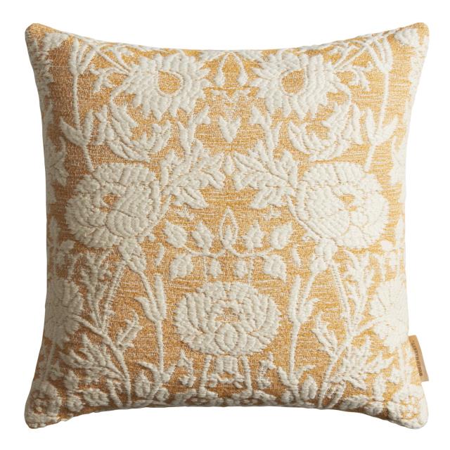 Rental store for gold ivory floral pillow in Portland Oregon