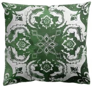 Rental store for green and white brocade pillow in Portland Oregon