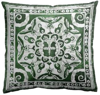 Rental store for green and white medallion pillow in Portland Oregon