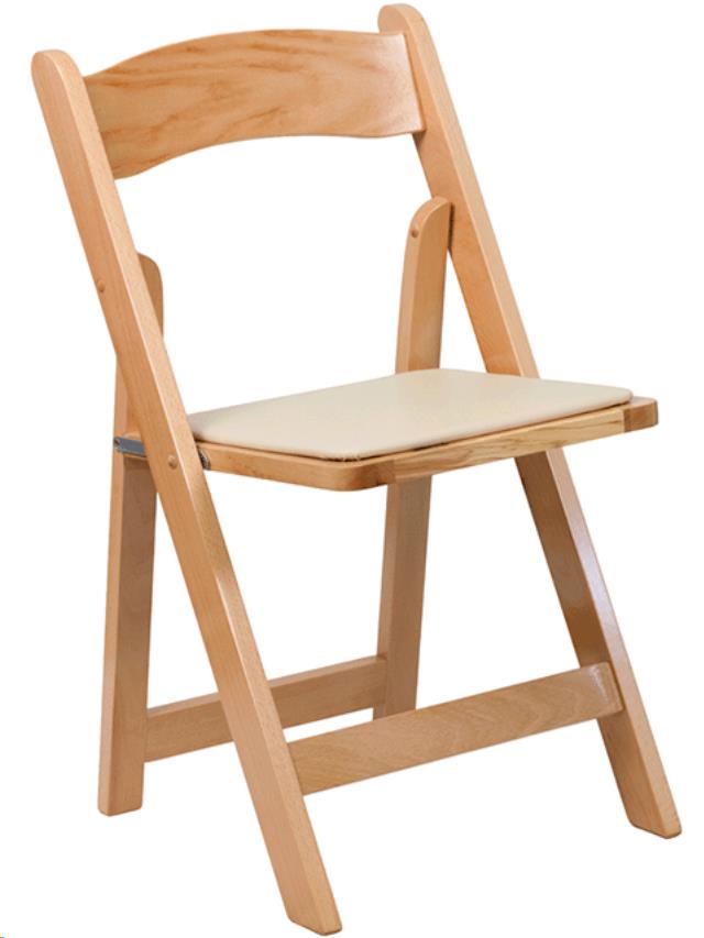 Rental store for natural wood folding chair in Portland Oregon
